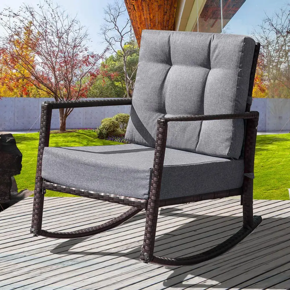 Cushioned Rattan Rocker Armchair Outdoor Patio Wicker Rocking Chair Aluminium Frame PE Rattan
Cushioned Rattan Rocker Armchair Outdoor Patio Wicker Rocking Chair Aluminium Frame PE Rattan