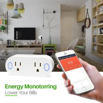 Wifi Smart Socket Two US Outlet 16A Metering Version Plug Energy Monitoring Timer Switch Voice Control Works With Alexa Google
Wifi Smart Socket Two US Outlet 16A Metering Version Plug Energy Monitoring Timer Switch Voice Control Works With Alexa Google