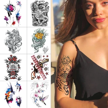 New Arm temporary tattoo sticker Flower lotus watercolor body tattoo Tiger snake ink body sticker tattoo for women 210*148mm 
New Arm temporary tattoo sticker Flower lotus watercolor body tattoo Tiger snake ink body sticker tattoo for women 210*148mm