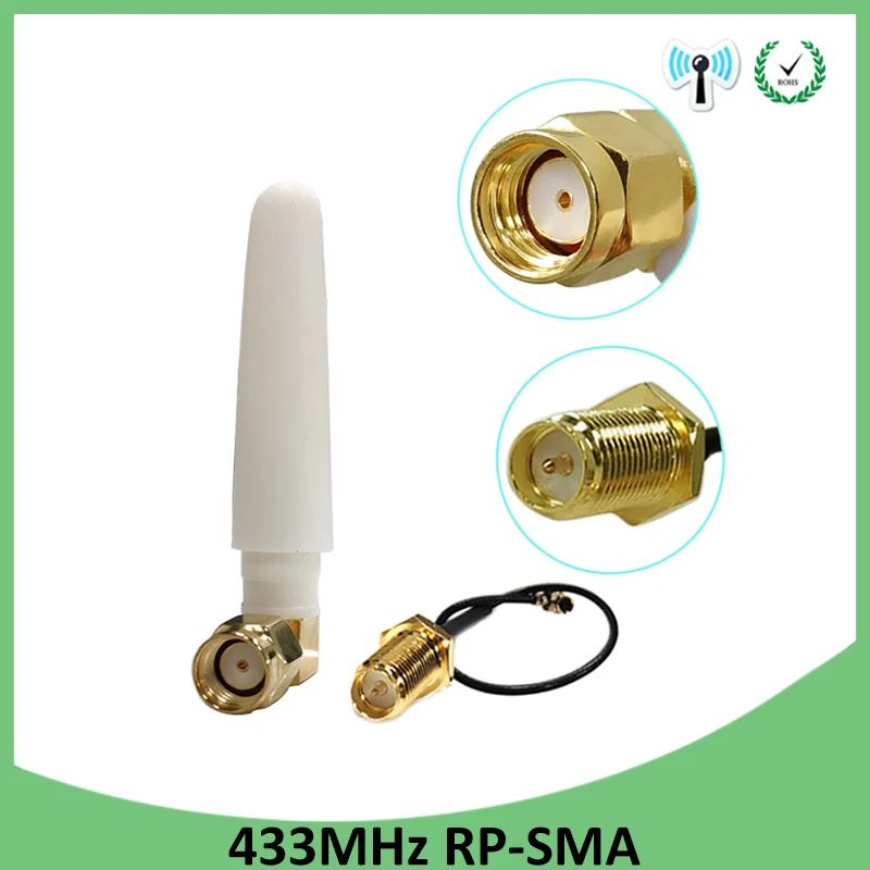 433MHz Antenna 2.5dbi RP-SMA Connector 433 MHz antena 433m Small elbow rubber Lorawan +IPX to SMA Male /u.FL Pigtail Cable
433MHz Antenna 2.5dbi RP-SMA Connector 433 MHz antena 433m Small elbow rubber Lorawan +IPX to SMA Male /u.FL Pigtail Cable