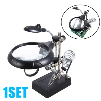 Welding 2.5X 7.5X 10X Magnifying Glass Clamp LED Light Auxiliary Clip Magnifier Hand Soldering Solder Iron Stand Holder Station 
Welding 2.5X 7.5X 10X Magnifying Glass Clamp LED Light Auxiliary Clip Magnifier Hand Soldering Solder Iron Stand Holder Station
