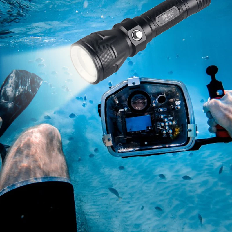 

TOPCOM 10W XML-T6 LED Diving Light Professional IP68 Scuba Diving Flashlight Underwater 50m Handheld Torch Linterna With Rope