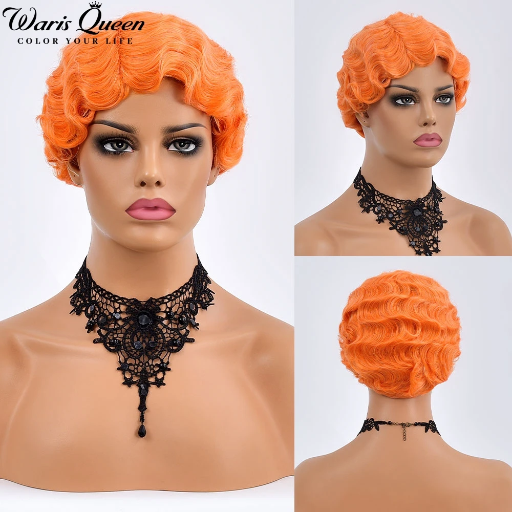 Orange Short Bob Finger Wave Wig Vintage Synthetic Wigs for Black Women 6Inch Retro Curly Cosplay Halloween Party Hair Peruca
Orange Short Bob Finger Wave Wig Vintage Synthetic Wigs for Black Women 6Inch Retro Curly Cosplay Halloween Party Hair Peruca