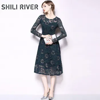 New spring autumn lace midi dress for women a line long sleeve slim casual cute elegant floral retro pleated dress green gray
New spring autumn lace midi dress for women a line long sleeve slim casual cute elegant floral retro pleated dress green gray