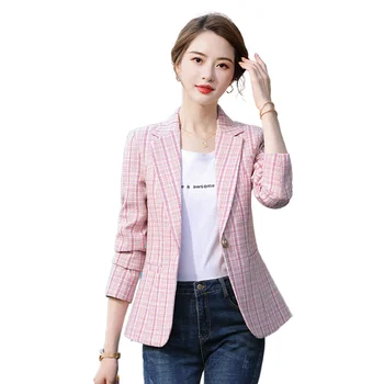 Pink Plaid Jacket Female 2020 Spring New Casual Korean-style Full Sleeve Blazer Mujer Suit Jacket Womens Clothing Fashion 2020
Pink Plaid Jacket Female 2020 Spring New Casual Korean-style Full Sleeve Blazer Mujer Suit Jacket Womens Clothing Fashion 2020