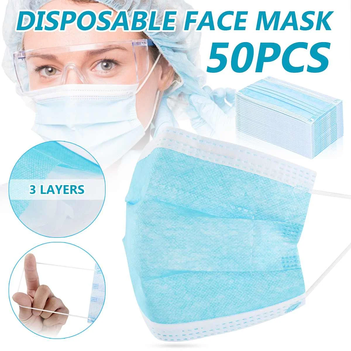 Fast Shipping 50/100PCS Non Woven 3-Ply Ear Loop Disposable Face Mouth Mask Anti Dust Protective Dust Filter Against Droplet
Fast Shipping 50/100PCS Non Woven 3-Ply Ear Loop Disposable Face Mouth Mask Anti Dust Protective Dust Filter Against Droplet
