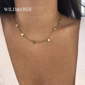 Wild&Free Stainless Steel Round Gold Disc Choker Necklace For Women High Quality Coin Charms Necklace collar Gift for Her
Wild&Free Stainless Steel Round Gold Disc Choker Necklace For Women High Quality Coin Charms Necklace collar Gift for Her