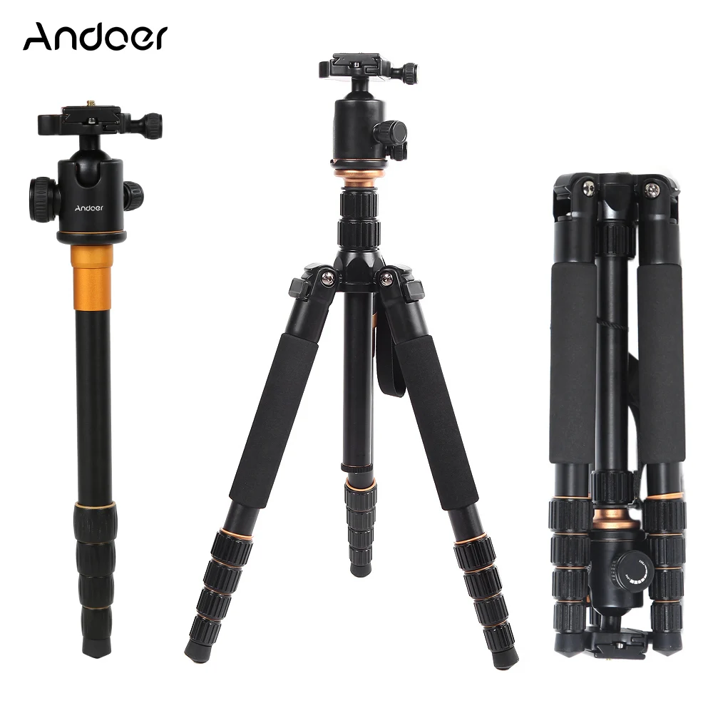 

Andoer Aluminium Alloy Foldable Portable Extendable Tripod Unipod Monopod with Ball Head for Canon Nikon Sony DSLR Camera