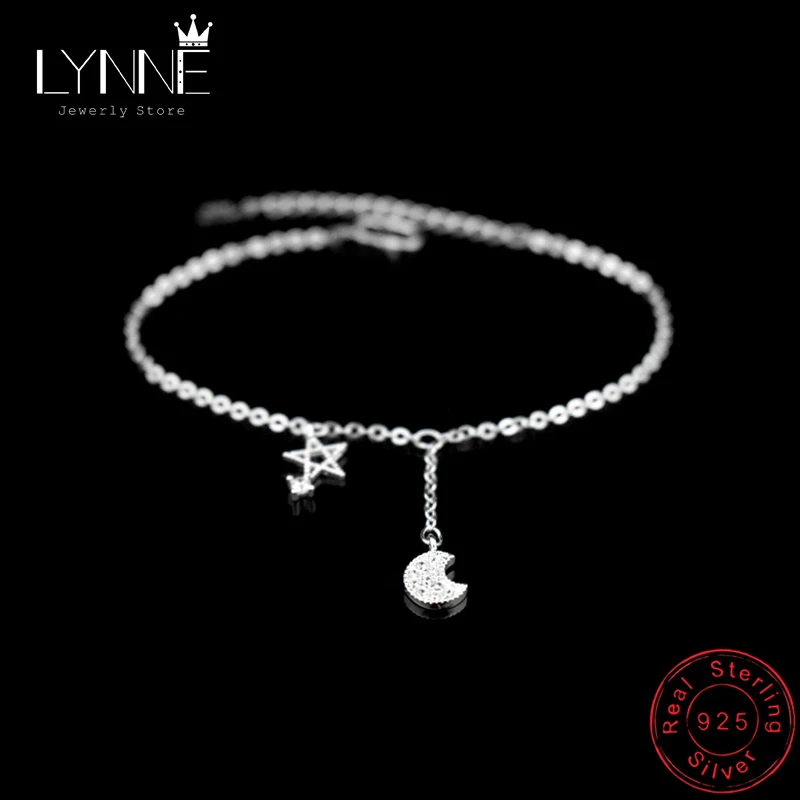 

New Fashion 925 Sterling Silver Elegant Rhinestone Star&Moon Bracelet Charm Constellation Pendant Bracelets Women Jewelry Gift