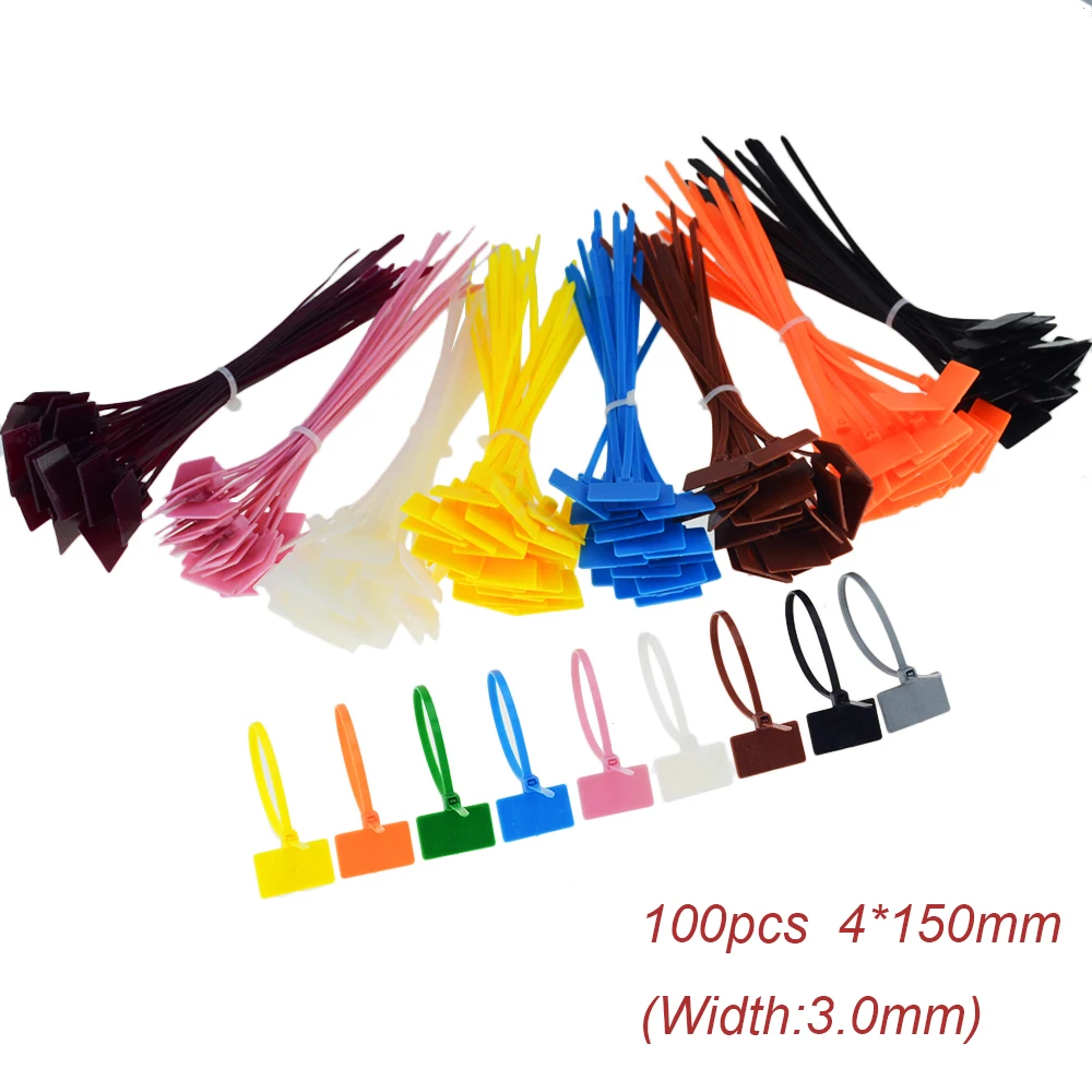 100pcs 4*150mm Colored Nylon Cable Ties with Writable Label, Plastic Loop Self-locking Zip Ties Practical Gadgets
100pcs 4*150mm Colored Nylon Cable Ties with Writable Label, Plastic Loop Self-locking Zip Ties Practical Gadgets