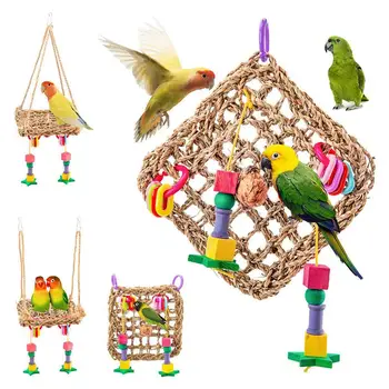 Bird Parrot Toys Straw Hanging Hammock Bird Perch Swing Cage Mesh Mat Pet Foraging Chewing Toy Bird Toys Set Pet Products
Bird Parrot Toys Straw Hanging Hammock Bird Perch Swing Cage Mesh Mat Pet Foraging Chewing Toy Bird Toys Set Pet Products