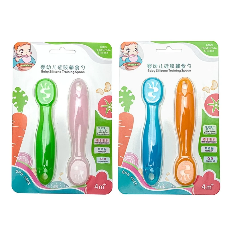 2PCS Lovely Baby Learning Spoons Set Infant Toddler Anti-slip Feeding Training Utensils Tableware Silicone Teether
2PCS Lovely Baby Learning Spoons Set Infant Toddler Anti-slip Feeding Training Utensils Tableware Silicone Teether