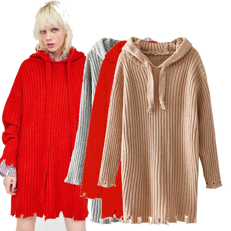 2018 Spring New Style WOMEN'S Dress with Holes Edge Long Loose-Fit Hooded Sweater Drawstring Dress
2018 Spring New Style WOMEN'S Dress with Holes Edge Long Loose-Fit Hooded Sweater Drawstring Dress