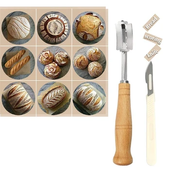 Bread Lame, Dough Scoring Knife Tool with 10 Replaceable Razor Blades and Leather Protective Cover
Bread Lame, Dough Scoring Knife Tool with 10 Replaceable Razor Blades and Leather Protective Cover