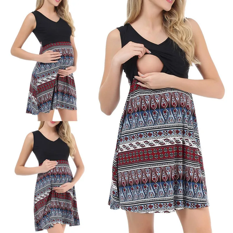 ENXI Bohemian Style Print Maternity Dresses Summer Breastfeeding Dress Pregnancy Dress Short Sleeve Vestido Embarazada 
ENXI Bohemian Style Print Maternity Dresses Summer Breastfeeding Dress Pregnancy Dress Short Sleeve Vestido Embarazada