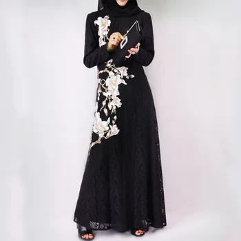 2020 Arab Dubai Muslim Woman Black Embroidery Flower Lace Long Dress High quality Women Slim Dress Muslim Clothes
2020 Arab Dubai Muslim Woman Black Embroidery Flower Lace Long Dress High quality Women Slim Dress Muslim Clothes