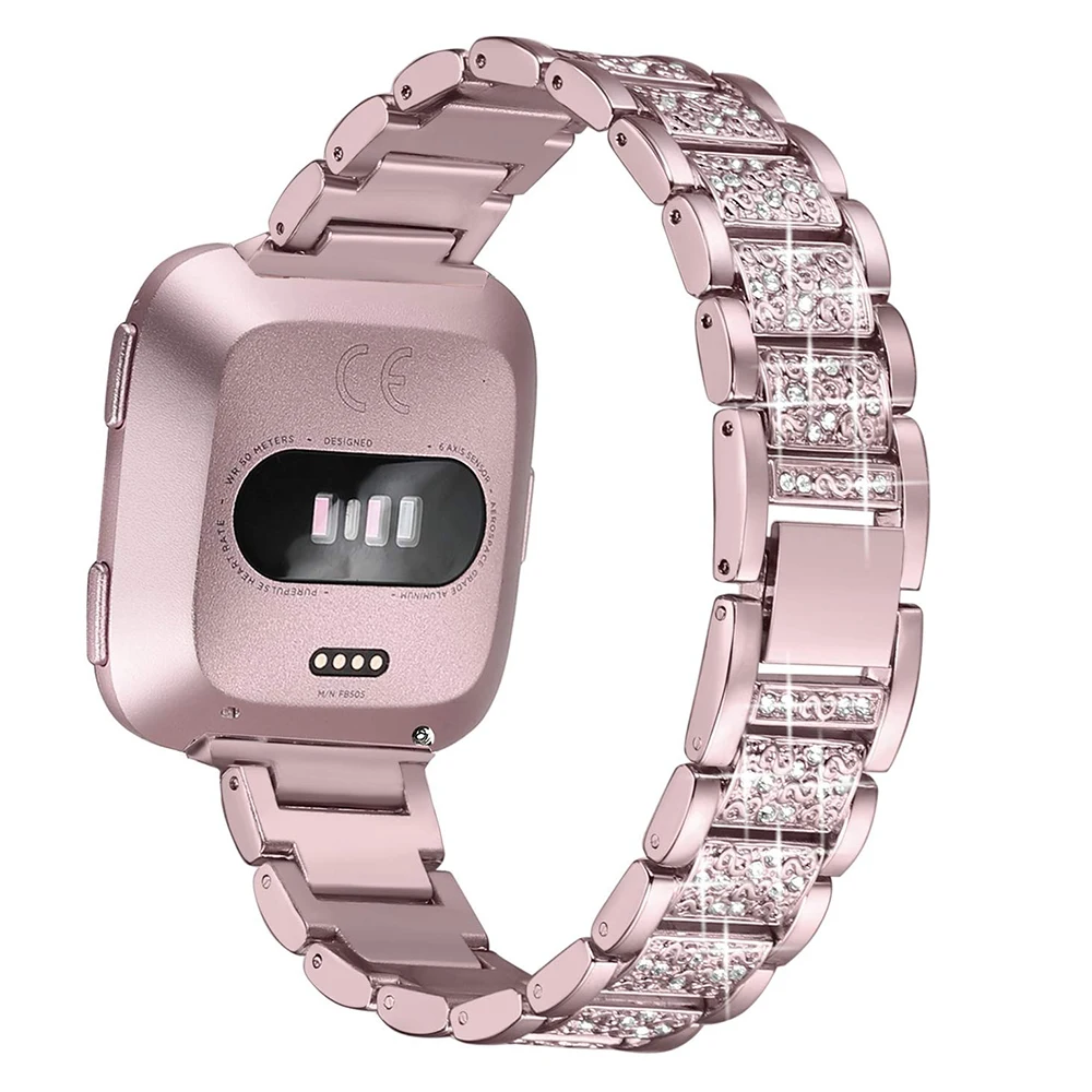 Блестящий бриллиантовый ремешок для Fitbit Versa из нержавеющей стали аксессуары