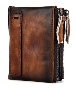 Exquisite Retro Men Short Cowhide Wallets Double Zipper Genuine Leather RFID Wallet Mens Card Holder Clutch Purse Carteira DF239
Exquisite Retro Men Short Cowhide Wallets Double Zipper Genuine Leather RFID Wallet Mens Card Holder Clutch Purse Carteira DF239