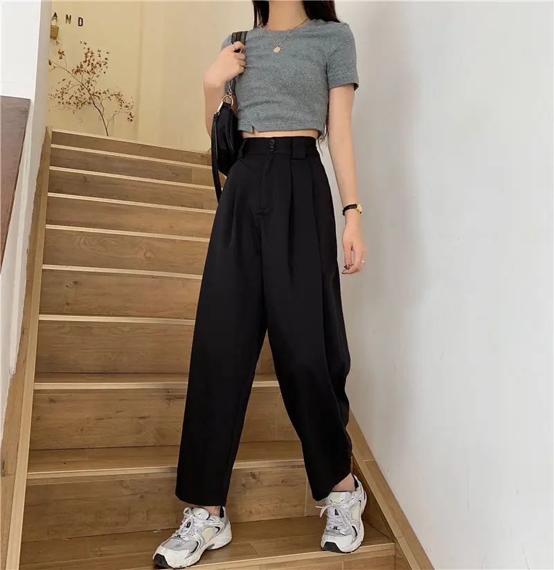 High Waist Brief Pleated Long Wide Leg Trousers New Loose Suit Pants Women Fashion Office Lady Straight Pants Casual Summer 2023
High Waist Brief Pleated Long Wide Leg Trousers New Loose Suit Pants Women Fashion Office Lady Straight Pants Casual Summer 2023