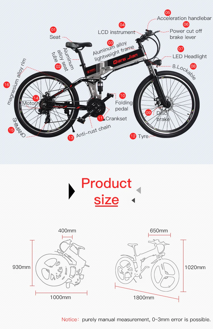 Best New electric bicycle 48V500W assisted mountain bicycle 50KM super large lithium battery 48V10.4AH electric bicycle Ebike Moped 14