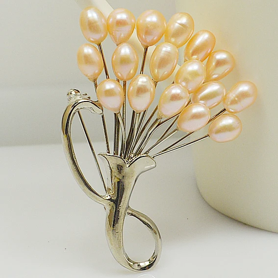 

Beautiful Real Pearl Brooch Handmade Real Pink Pearl Pin Brooches Perfect Girl Mother's Day Gift Wedding Birthday Party Gift