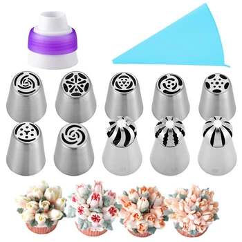10PCS Russian Icing Piping Nozzles Tips Pastry Cream Nozzles Cupcake Decorating Tips Set Confectionery Equipment With Pastry Bag
10PCS Russian Icing Piping Nozzles Tips Pastry Cream Nozzles Cupcake Decorating Tips Set Confectionery Equipment With Pastry Bag