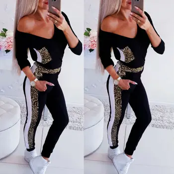 Fashion Womens V-neck Leopard Printed Clothes Set Casual Long Sleev Pocket V-neck Tops Pants Trousers Stretch Clubwear Clothing
Fashion Womens V-neck Leopard Printed Clothes Set Casual Long Sleev Pocket V-neck Tops Pants Trousers Stretch Clubwear Clothing
