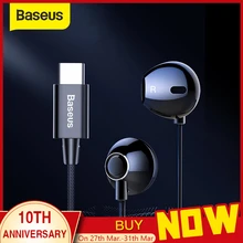 Baseus C06 USB Tipo-c Fone de Ouvido Estéreo de Som Fones De Ouvido Com mi c para Xiao mi mi 9 8 se nota 3 Oppo Find X(China)