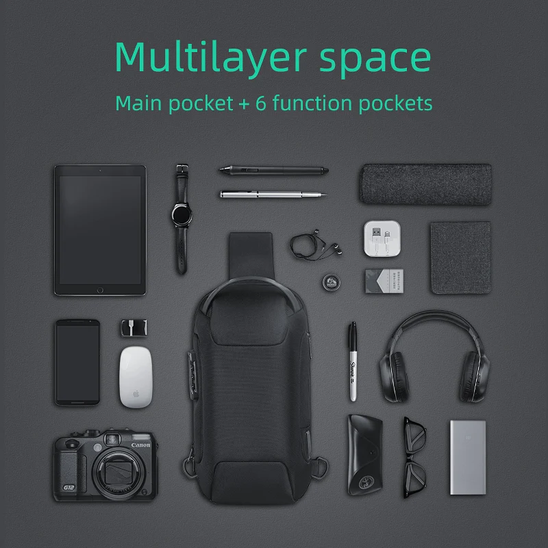 2021 Mark Ryden Men shoulder Bag TSA Anti-theft Lock Men Crossbody Bag Free-Charging Sling bag Men YKK Zipper Men Shoulder Bag