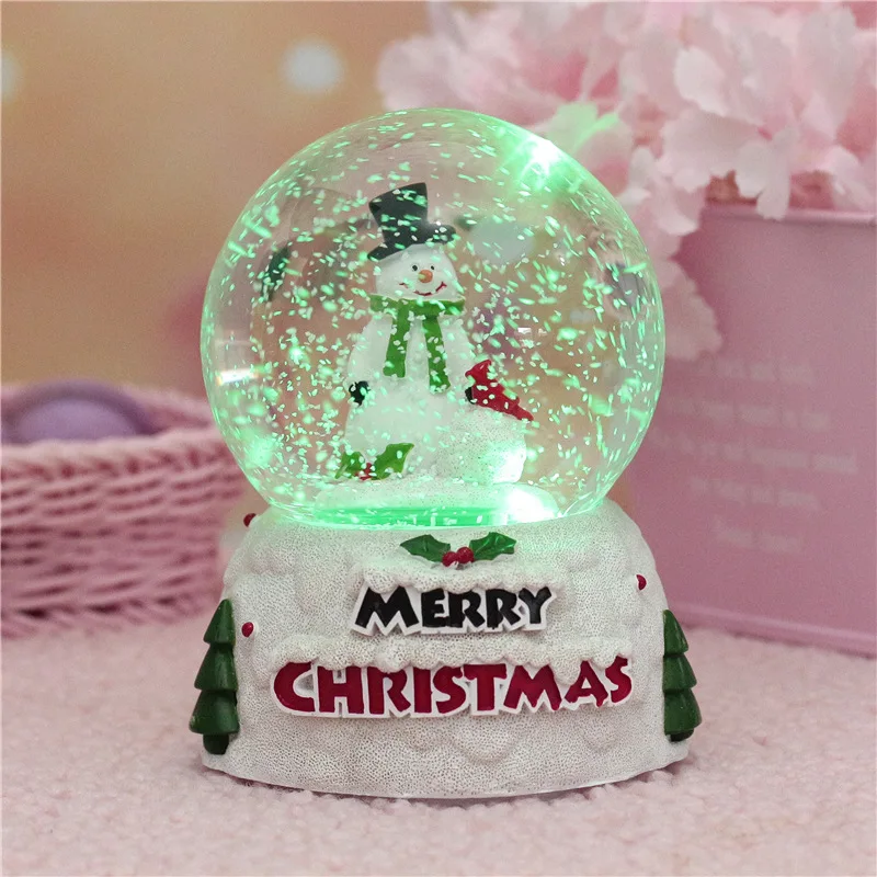 christmas crystal ball music box with light snowflakes xmas new