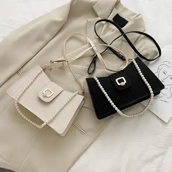 2020 New Fashion Elegant Women PU Crossbody Bag Pearl Chain Vertical Pattern Shoulder Pouch Bags For Women 
2020 New Fashion Elegant Women PU Crossbody Bag Pearl Chain Vertical Pattern Shoulder Pouch Bags For Women