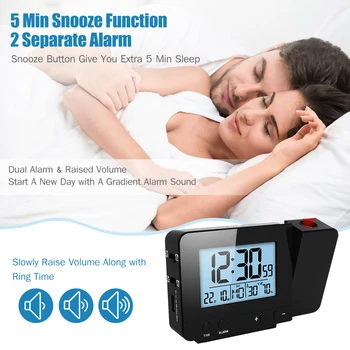 Projection Alarm Clock with Thermometer Hygrometer Digital Project Ceiling Clock Dimmable LED Display with USB Charger
Projection Alarm Clock with Thermometer Hygrometer Digital Project Ceiling Clock Dimmable LED Display with USB Charger