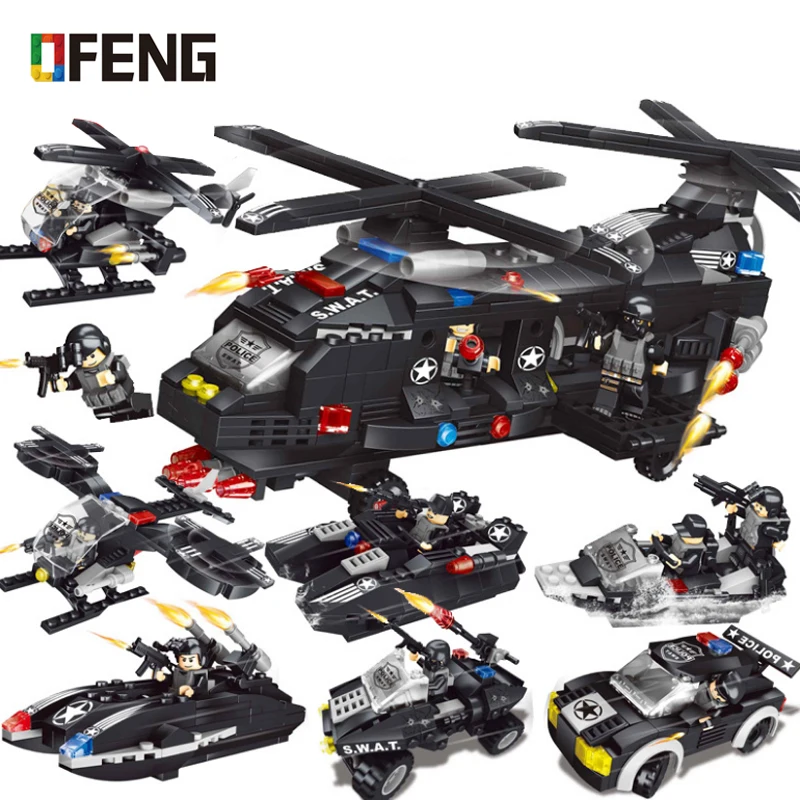 Military Swat Team Special Police Building Blocks Transport Helicopter Army Bricks Toys for Children Gift City Building Kits
Military Swat Team Special Police Building Blocks Transport Helicopter Army Bricks Toys for Children Gift City Building Kits