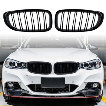 

1 Pair Front Hood Glossy Black Kidney Grille Grill for 2014-2017 F34 320I 328I 330I 335I 340I GT XDrive 4-Door Dual Slat (Bright