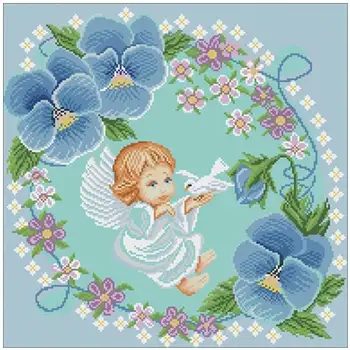 

Angel in wreath patterns Counted Cross Stitch 11CT 14CT 18CT DIY Cross Stitch Kits Embroidery Needlework Sets home decor