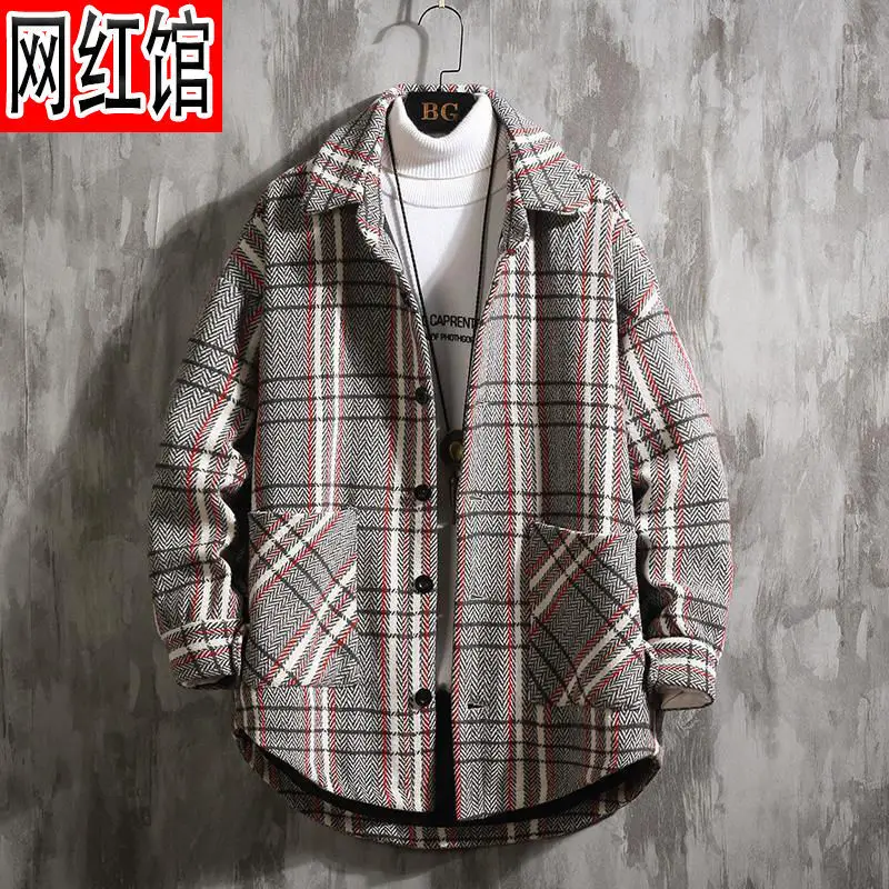 Spring and autumn Plaid fur windbreaker men's fattening plus size loose youth medium length jacket
Spring and autumn Plaid fur windbreaker men's fattening plus size loose youth medium length jacket
