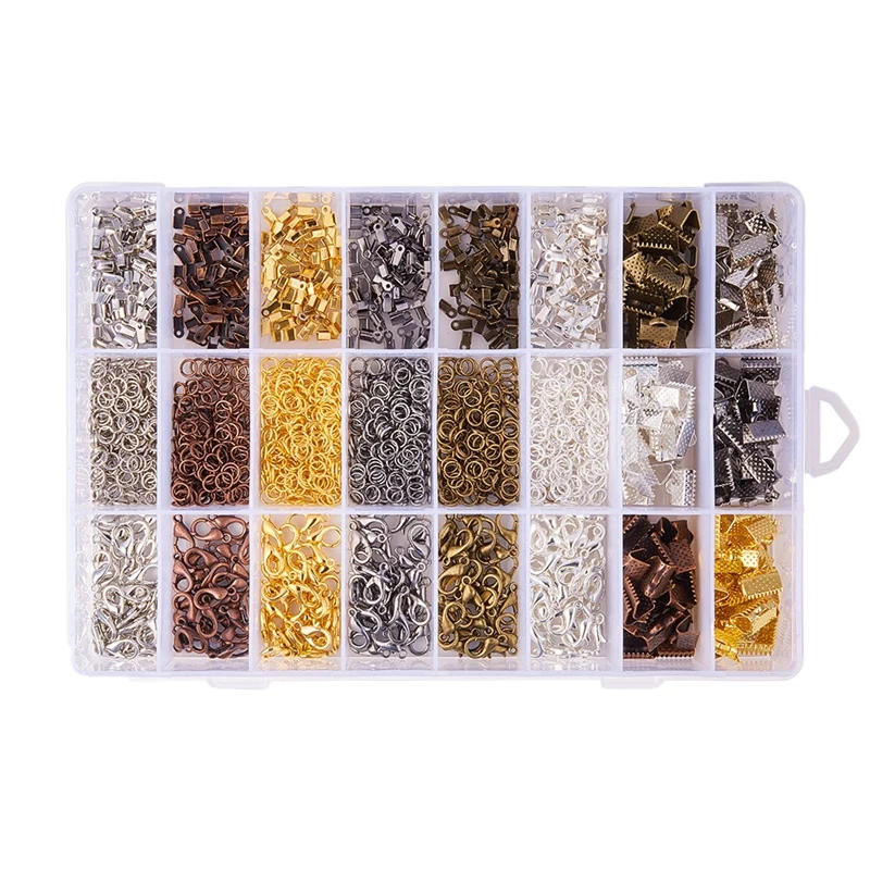 24 Style Jewelry Making DIY Kit Accessories Lobster Clasps, Screw Eyes Pin, Cord Ends, Ribbon Ends, Jump Rings, Extension Chain
24 Style Jewelry Making DIY Kit Accessories Lobster Clasps, Screw Eyes Pin, Cord Ends, Ribbon Ends, Jump Rings, Extension Chain