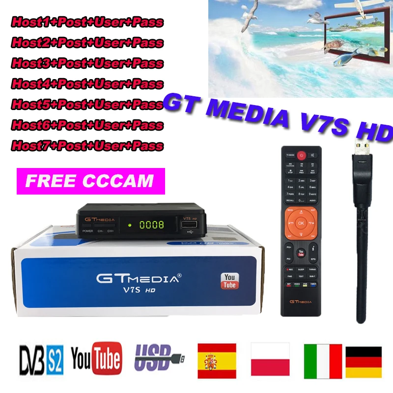 GTMEDIA V7S HD Satellite TV Receiver HD DVB-S2 12V/1.2A USB 2.0 support Spain free Spain cccam TV receiver PK gtmedia v8 nove
GTMEDIA V7S HD Satellite TV Receiver HD DVB-S2 12V/1.2A USB 2.0 support Spain free Spain cccam TV receiver PK gtmedia v8 nove