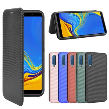 For Samsung A7 2018 A750 Case Carbon Fiber Flip Leather Case For Samsung Galaxy A7 2018 A 7 2018 A750F SM-A750F Case Cover 6.0