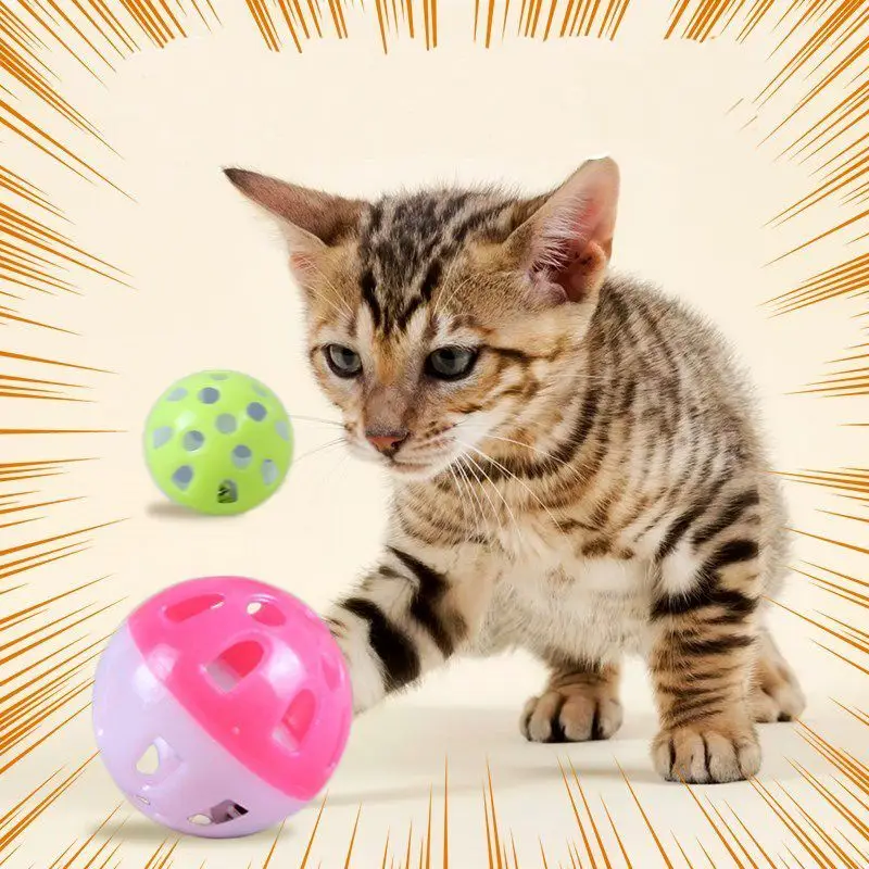 Funny Toys for Cats Ball with Bell Ring Playing Chew Rattle Scratch Plastic Ball Interactive Cat Training Toys Pet Cat Supply