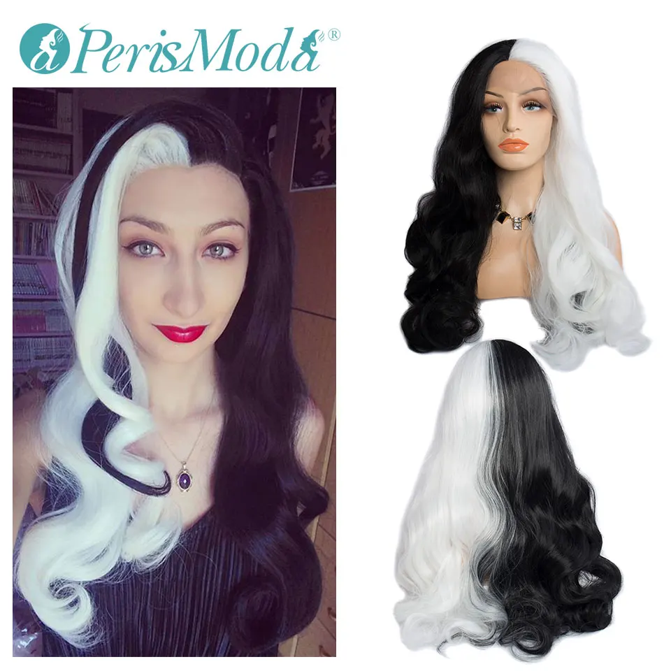 Wigs in Middle Part Long Wavy Synthetic Lace Front Wigs PerisModa Heat Resistant Half Black and Half White Lace Wigs for Women
Wigs in Middle Part Long Wavy Synthetic Lace Front Wigs PerisModa Heat Resistant Half Black and Half White Lace Wigs for Women