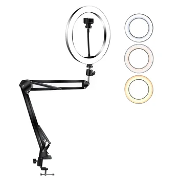 26/20/18/16cm Ring Light With Desk Long Arm Phone Holder 3 Color 3200-5500K Remote Control Video Live Photography Selfie Light
26/20/18/16cm Ring Light With Desk Long Arm Phone Holder 3 Color 3200-5500K Remote Control Video Live Photography Selfie Light