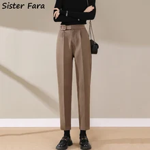 Sister Fara New Spring Autumn Straight Wool Suit Pants Women's High Waist Harem Trousers Ladies Loose Casual Ankle-Length Pants
Sister Fara New Spring Autumn Straight Wool Suit Pants Women's High Waist Harem Trousers Ladies Loose Casual Ankle-Length Pants