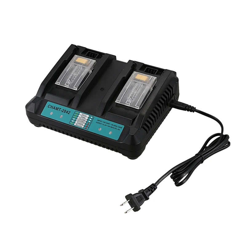 4A Dual Ports Li-Ion Battery Charger for Makita 14.4V 18V BL1830 BL1840 BL1845 BL1850 BL1860 BL1850B BL1860B BL1430 CHAMT-2042 P
4A Dual Ports Li-Ion Battery Charger for Makita 14.4V 18V BL1830 BL1840 BL1845 BL1850 BL1860 BL1850B BL1860B BL1430 CHAMT-2042 P