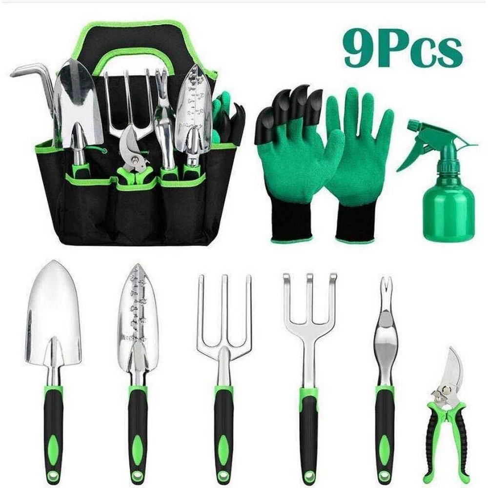Garden Tools Set 9 Pieces Kit Aluminum Alloy Hand Tool with Shovel Scissors Gloves Watering Soil Loosening Irrigation Gifts
Garden Tools Set 9 Pieces Kit Aluminum Alloy Hand Tool with Shovel Scissors Gloves Watering Soil Loosening Irrigation Gifts