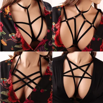 

Sexy Black Body Harness Bondage Breast Sex Toy For Womern Erotic Lingerie Harness Belts Elastic Strappy Tops Caged Bras