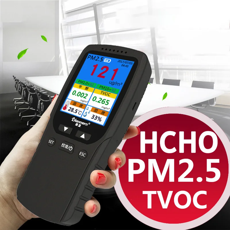 Air Quality MonitorEnglish Menu Digital HCHO Gas Detector Formaldehyde PM2.5 PM10 TVOC Temperature and Hygrometer
Air Quality MonitorEnglish Menu Digital HCHO Gas Detector Formaldehyde PM2.5 PM10 TVOC Temperature and Hygrometer