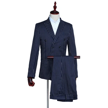 Navy Blue White Stripe Three-piece Set Classic Stripe Wedding Groom Costume Dating Meeting Attend Important Occasions 
Navy Blue White Stripe Three-piece Set Classic Stripe Wedding Groom Costume Dating Meeting Attend Important Occasions