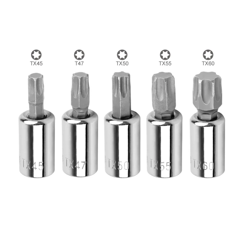 5Pcs 3/8" Square Driver Socket Bit Torx Star Screwdriver Bit Socket Wrench Tools T45 T47 T50 T55 T60 Auto Repair Tools
5Pcs 3/8" Square Driver Socket Bit Torx Star Screwdriver Bit Socket Wrench Tools T45 T47 T50 T55 T60 Auto Repair Tools