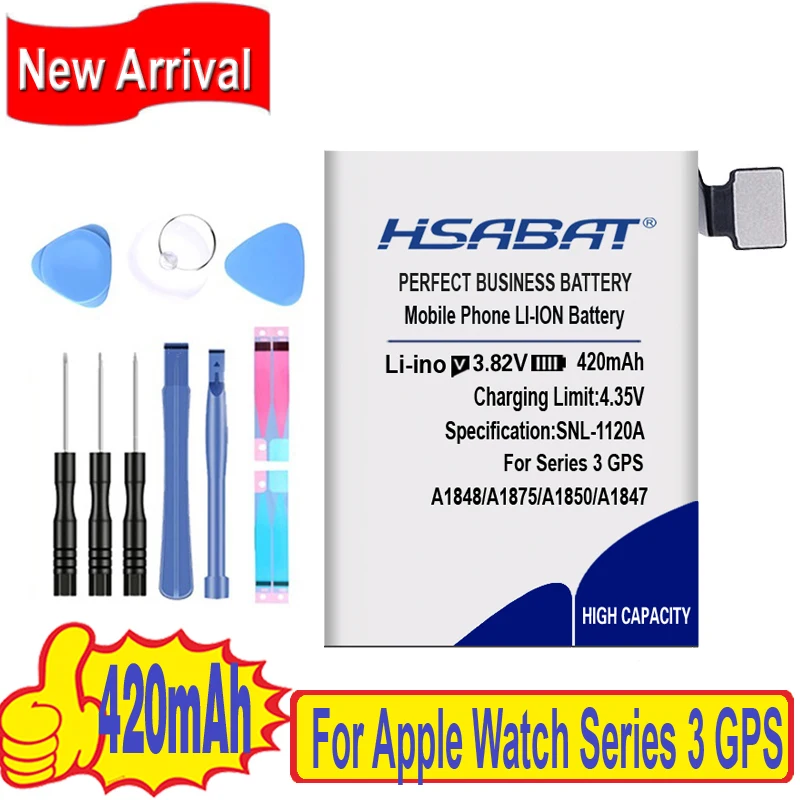 Топ бренд 100% новый 320mAh / 420mAh аккумулятор для Apple Watch серии 3 GPS LTE 38 мм/42 мм A1847 A1875 A1848